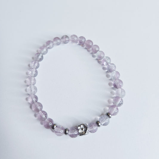Bracelet argenté Fluorite violette  - clarté mentale, concentration, apaisement