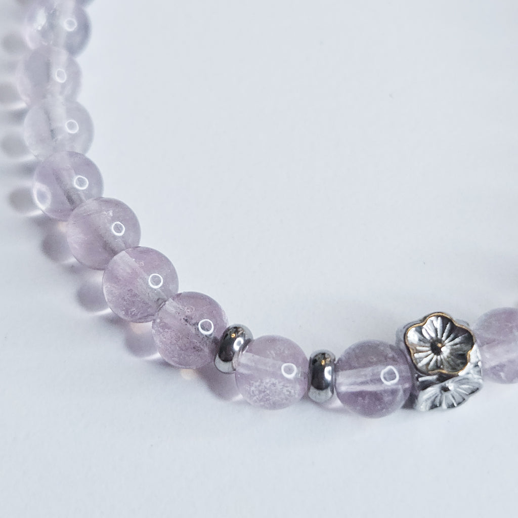 Bracelet argenté Fluorite violette  - clarté mentale, concentration, apaisement