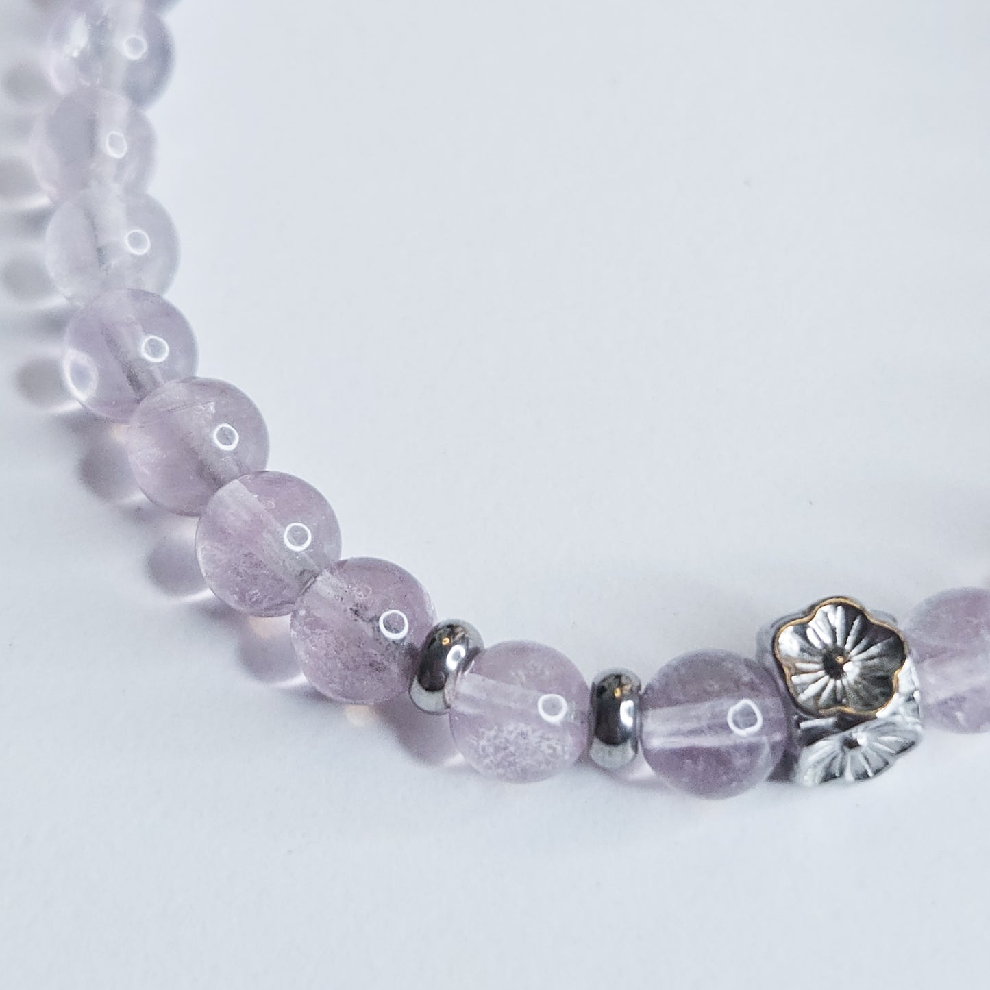 Bracelet argenté Fluorite violette  - clarté mentale, concentration, apaisement