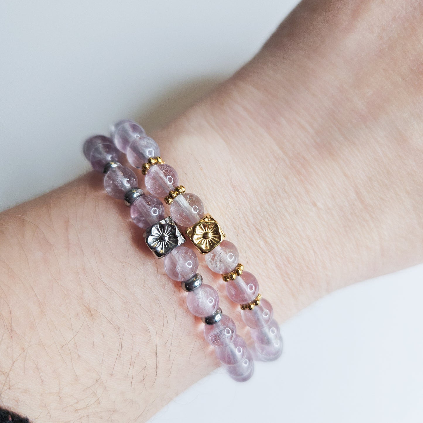 Bracelet argenté Fluorite violette  - clarté mentale, concentration, apaisement