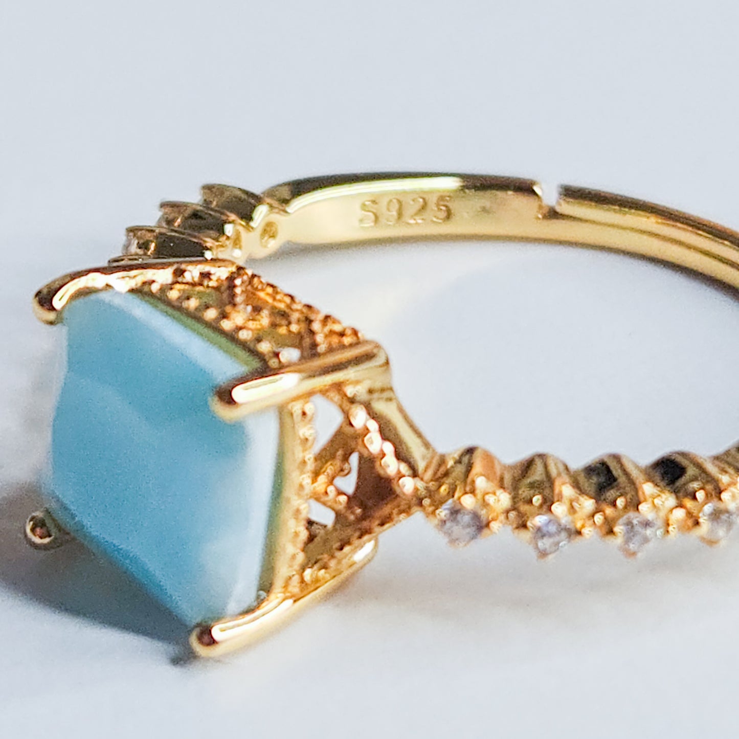 Bague carrée Aigue‑Marine