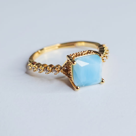 Bague carrée Aigue‑Marine
