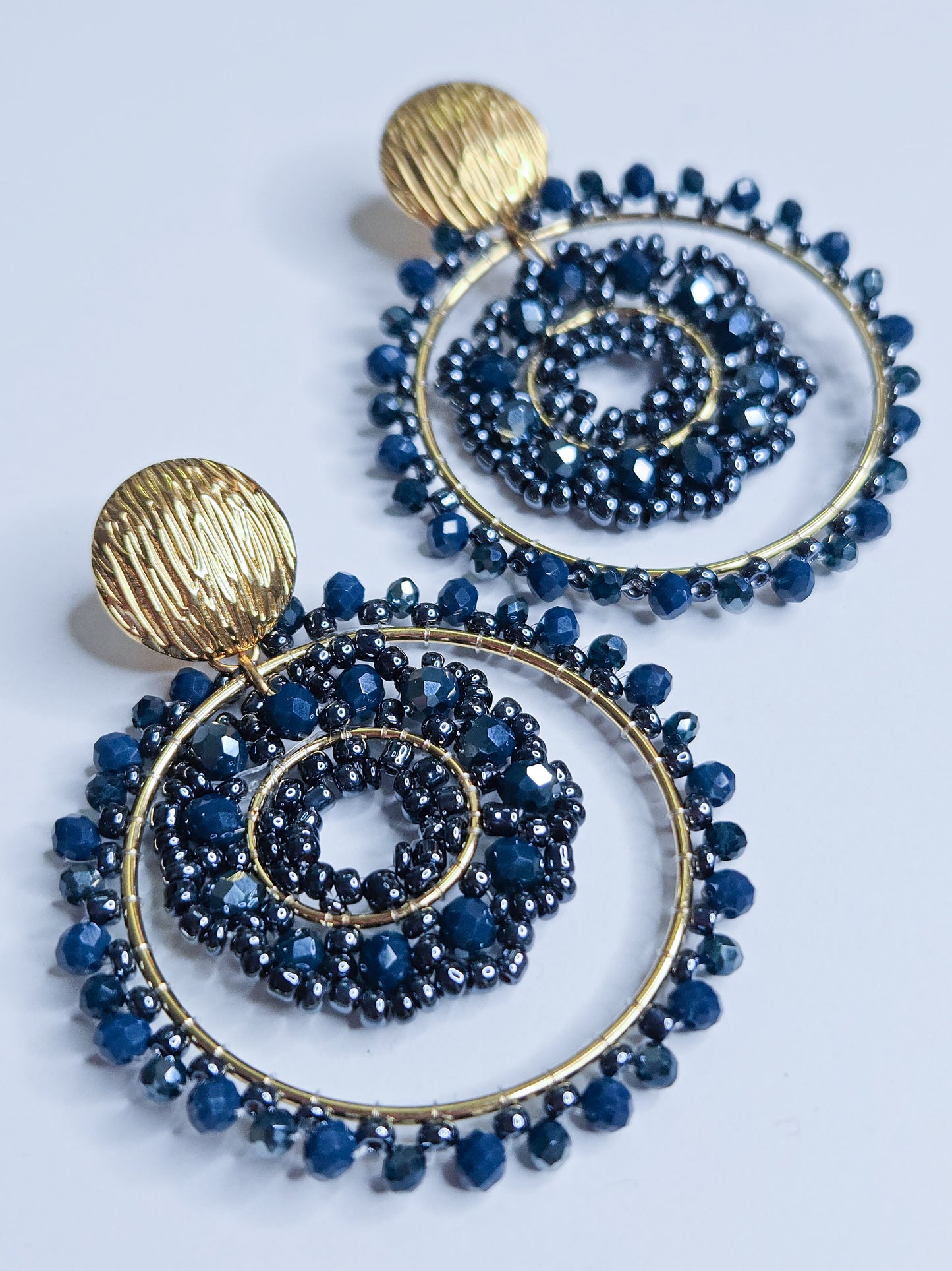 Boucles d'oreilles pendantes cercles Liza Bleu
