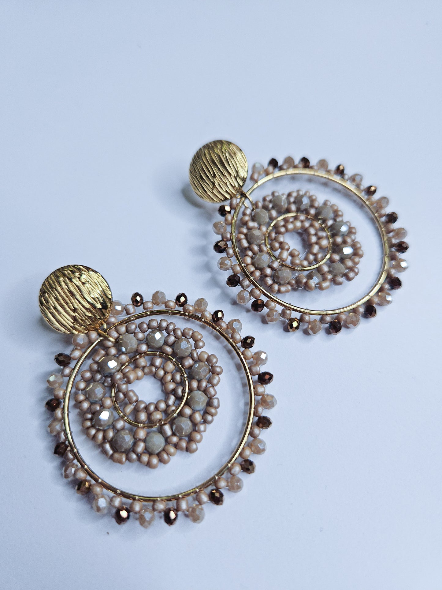 Boucles d'oreilles pendantes cercles Liza Marron
