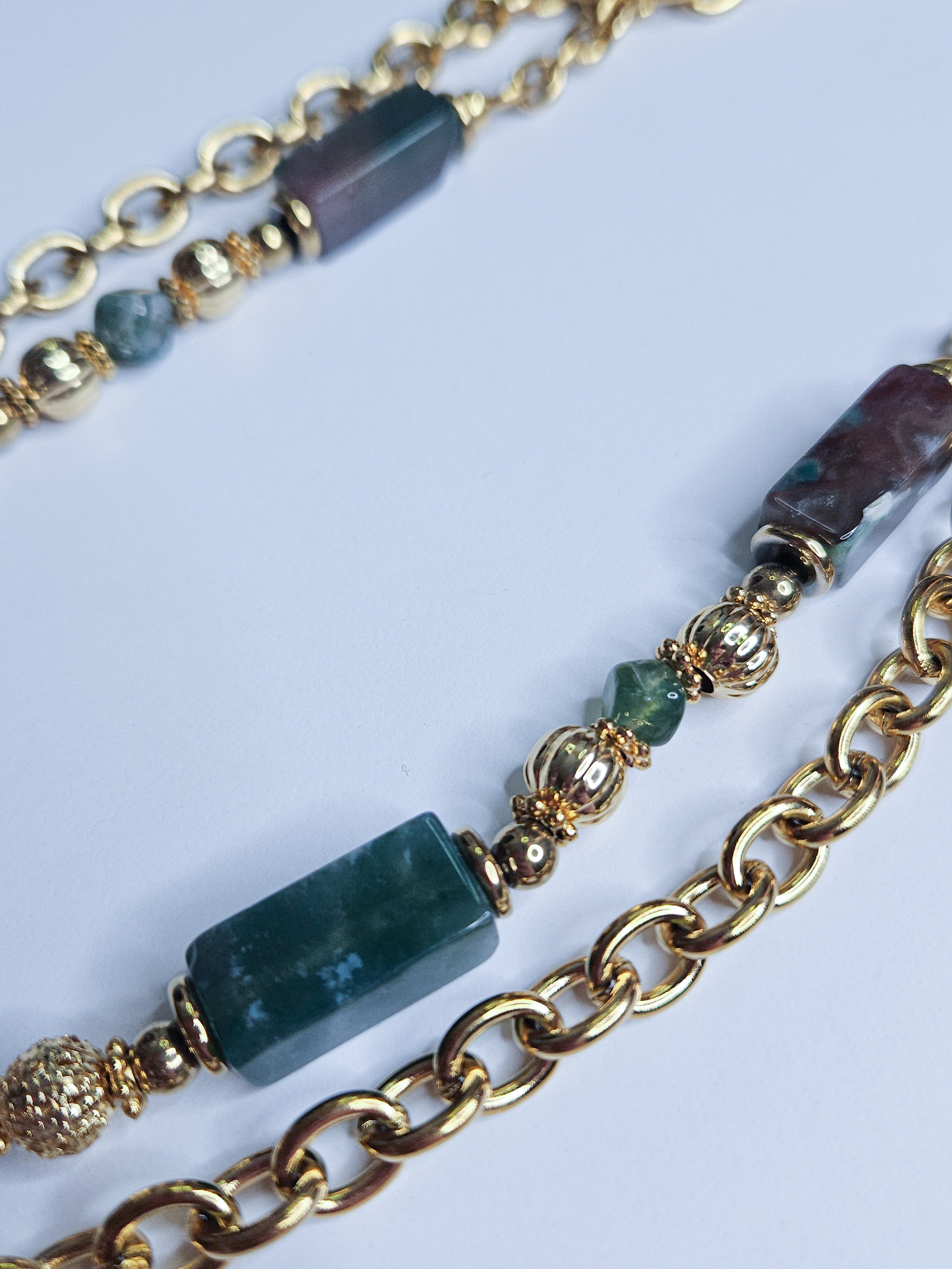Collier Loïs dorée perles marbrées