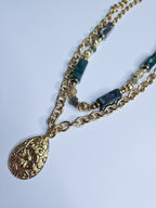 Collier Loïs dorée perles marbrées