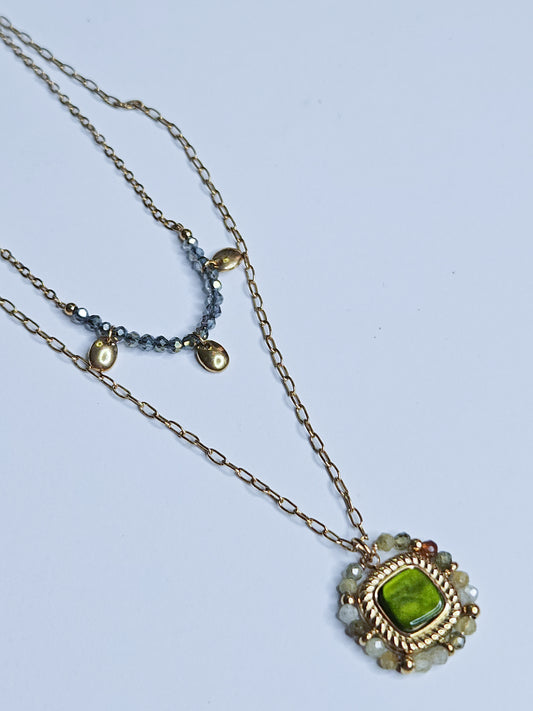 Collier multi rangs Britney Vert