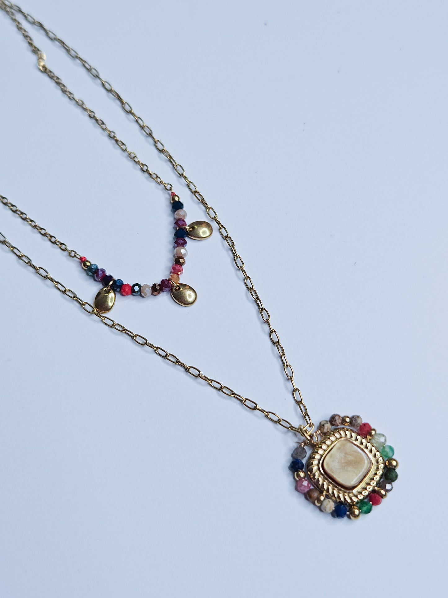 Collier multi rangs Britney multicolore