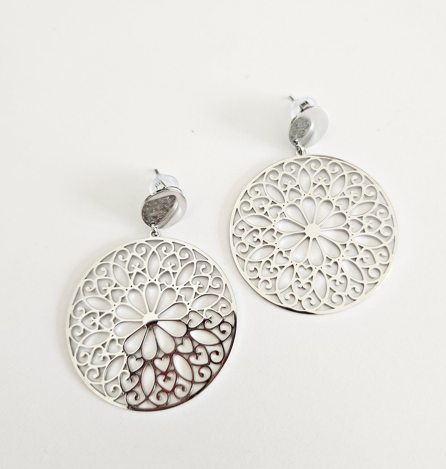 Boucles d’oreilles ROSACE argentées