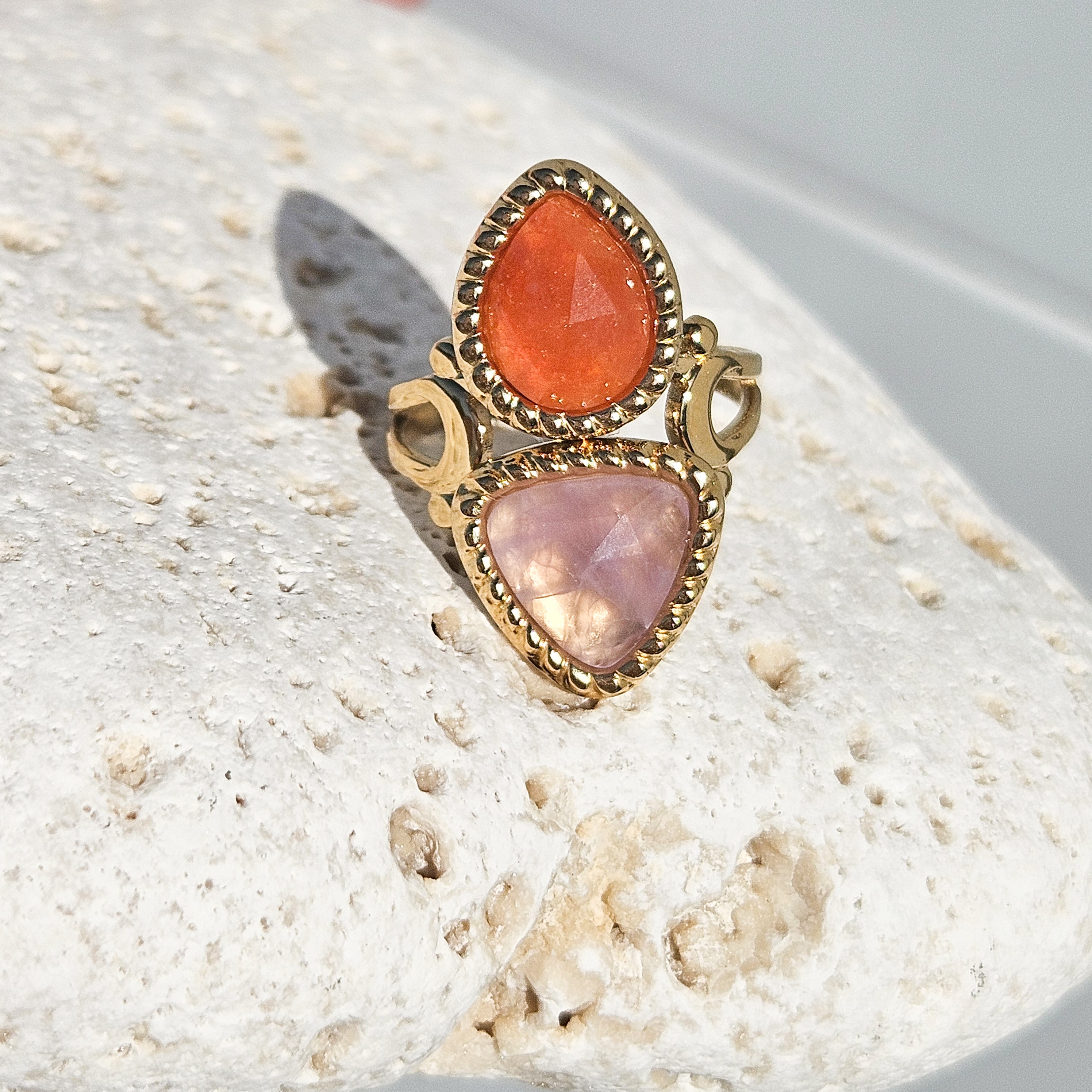 Bague pierres naturelle triangle Stella