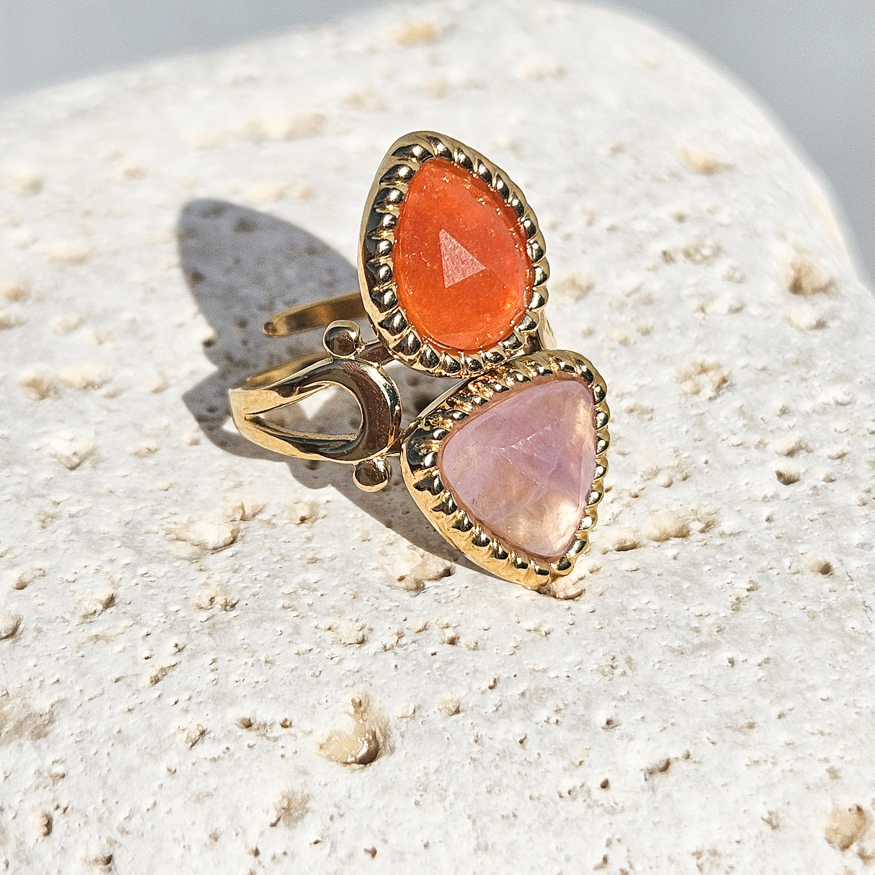 Bague pierres naturelle triangle Stella