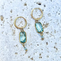 Boucles d’oreilles dorées en acier inoxydable cristal vert clair Apolline