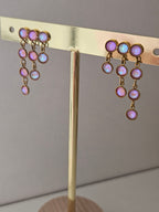 Boucles d’oreilles dorées en acier inoxydable pendants cristaux Adelaïde rose
