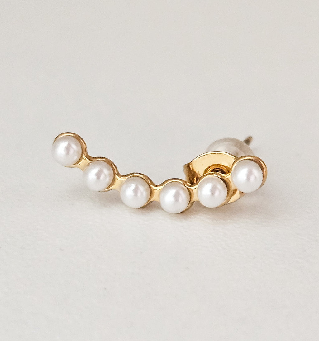 Boucles d’oreilles dorées en acier inoxydable perles longues Maé