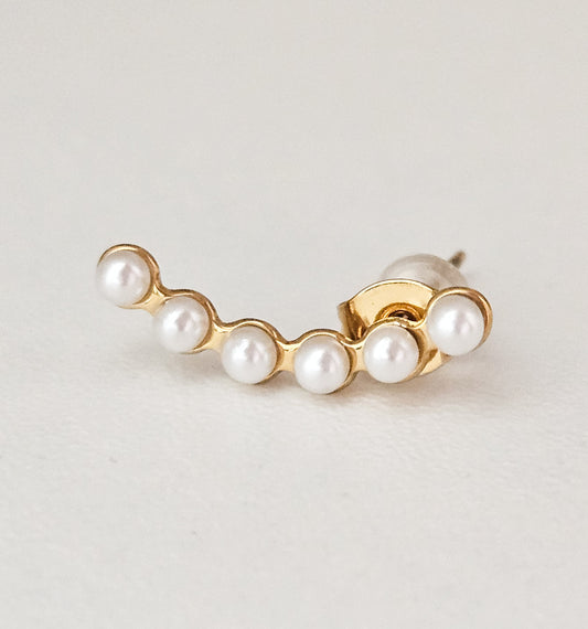 Boucles d’oreilles dorées en acier inoxydable perles longues Maé