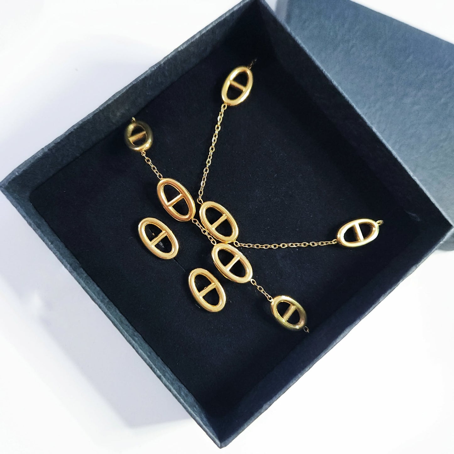 Ensemble collier + bracelet + boucles d'oreilles Zoé dorées