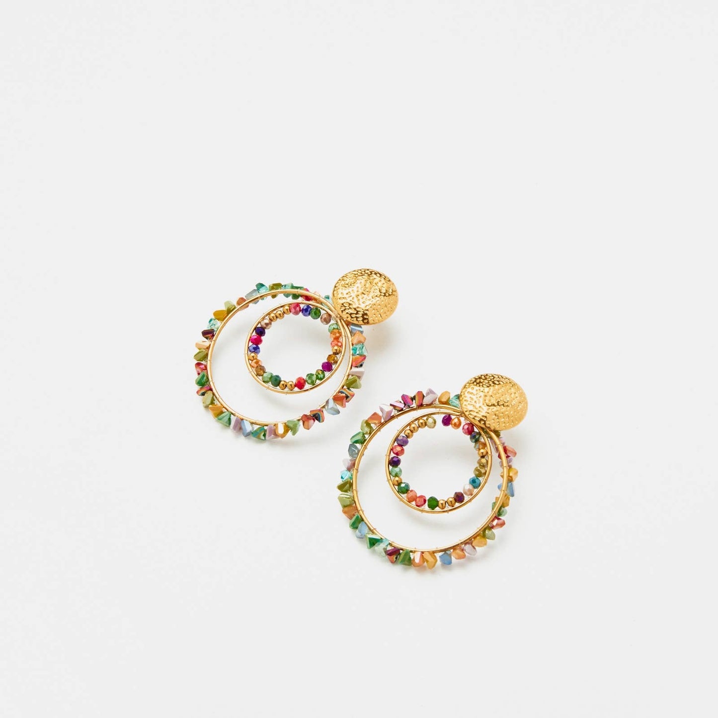 Boucles d'oreilles pendantes cercles Esthéa  multicolores