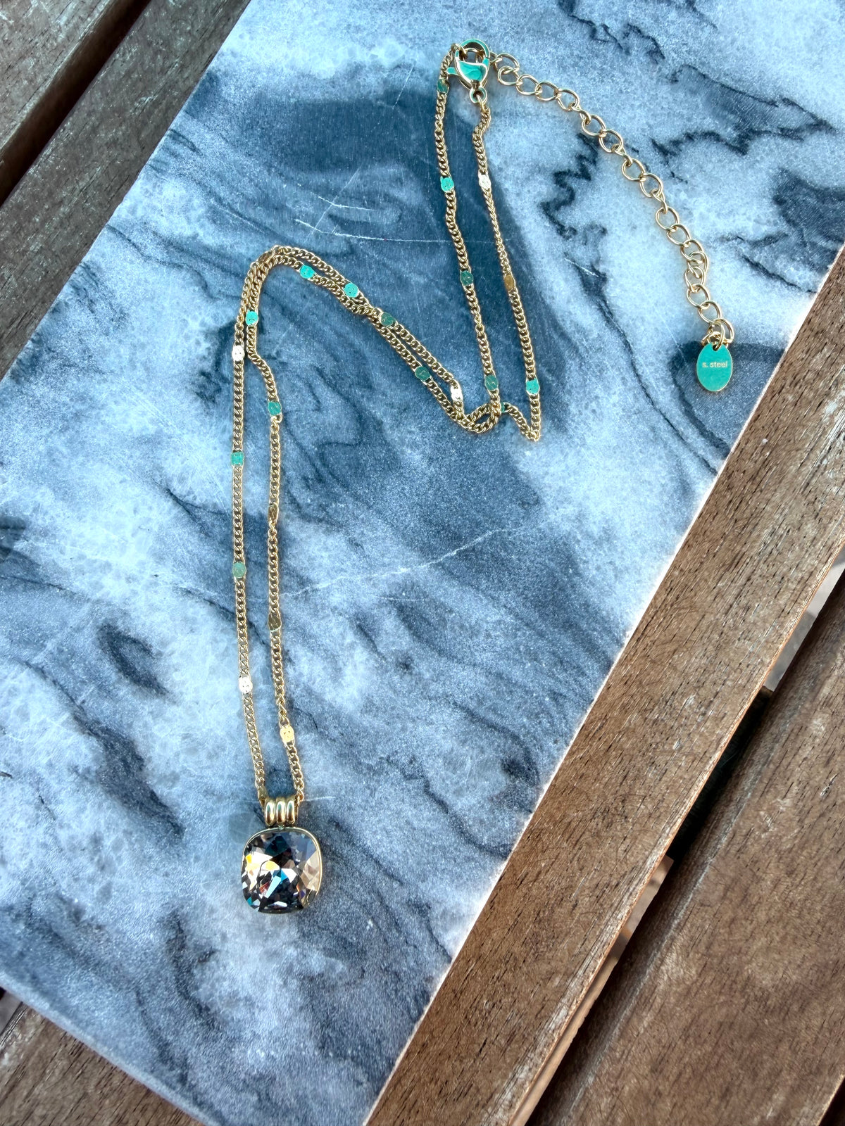 Collier doré Diamant golden cristaux Swarovski®