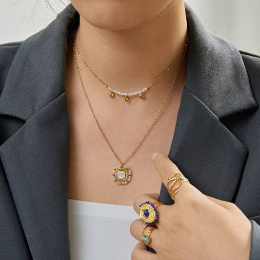 Collier multi rangs Britney blanc