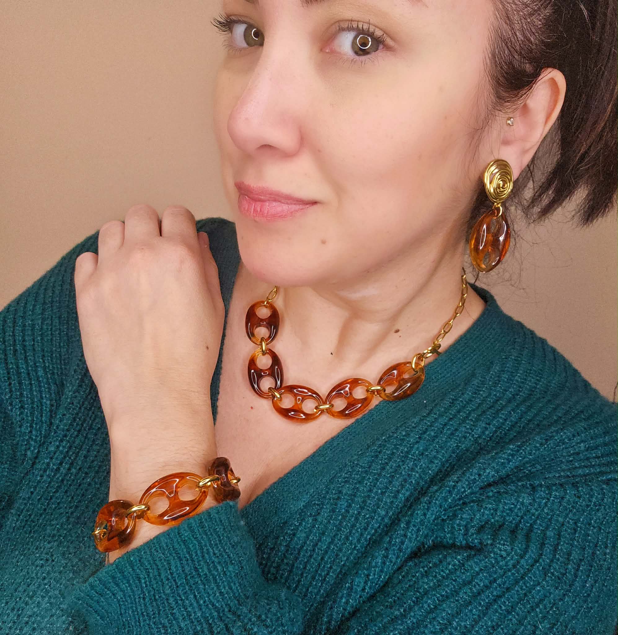 Boucles d'oreilles Léonore marron