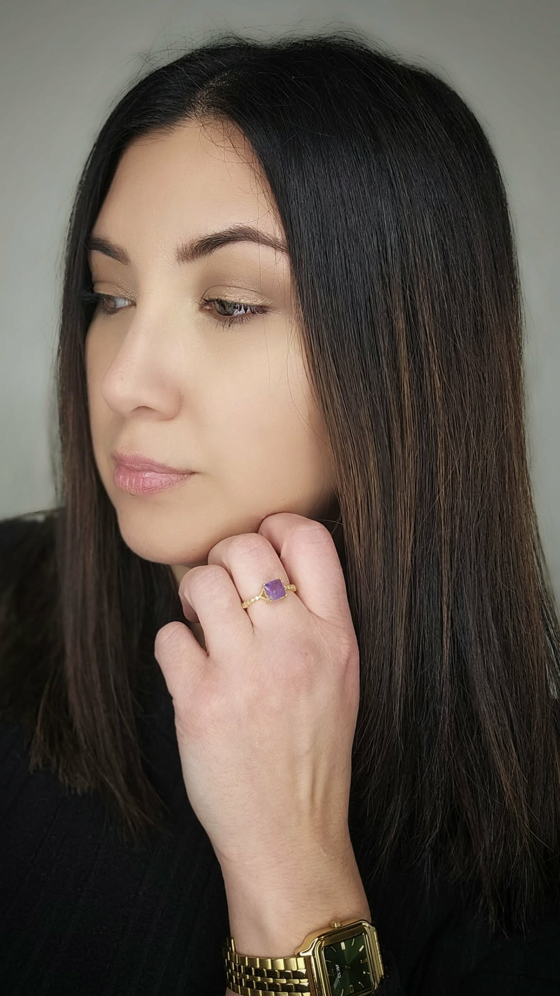 Bague plaqué or en Améthyste