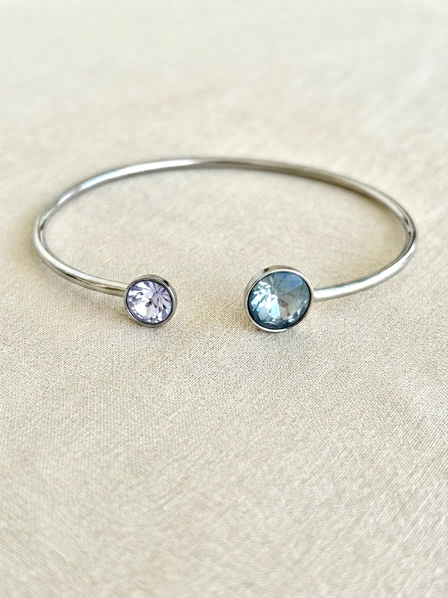 Bracelet jonc argenté Bettyna bleu denim cristaux Swarovski®