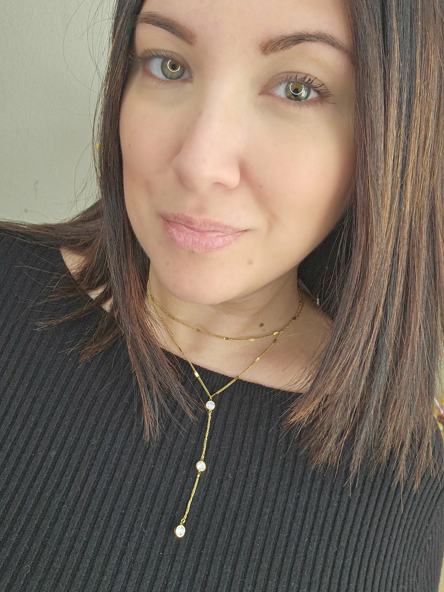 Collier doré Samantha double Y avec strass