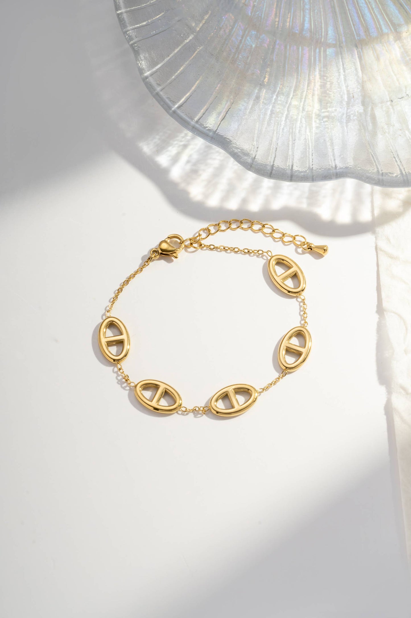 Oval Golden Steel Bracelet Design