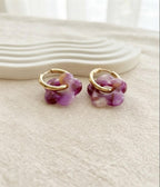 Boucles d'oreilles Marcelline roses fuchsia et orange avec pampille fleur