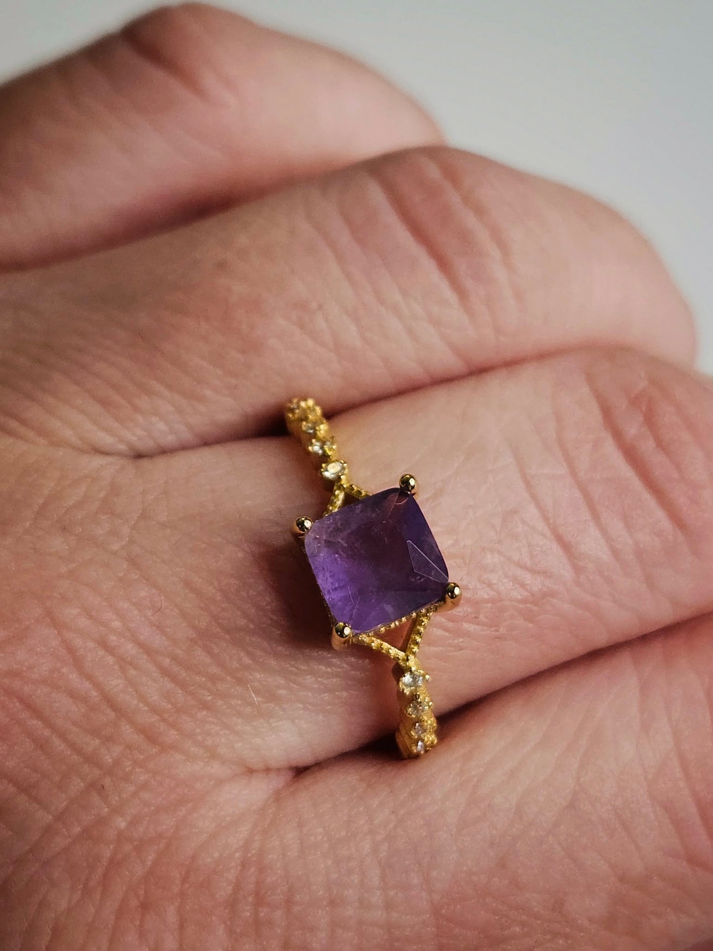 Bague plaqué or en Améthyste