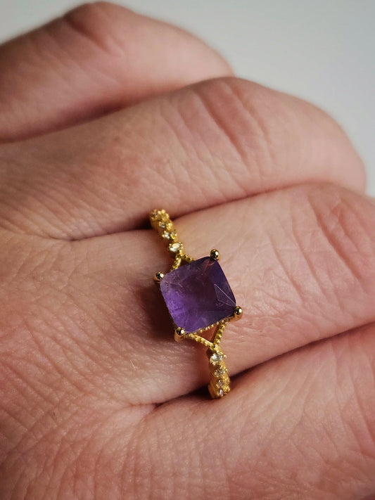 Bague plaqué or en Améthyste