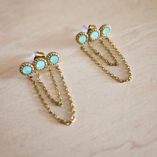 Boucles d'oreilles dorées SORAYA strass et chaîne