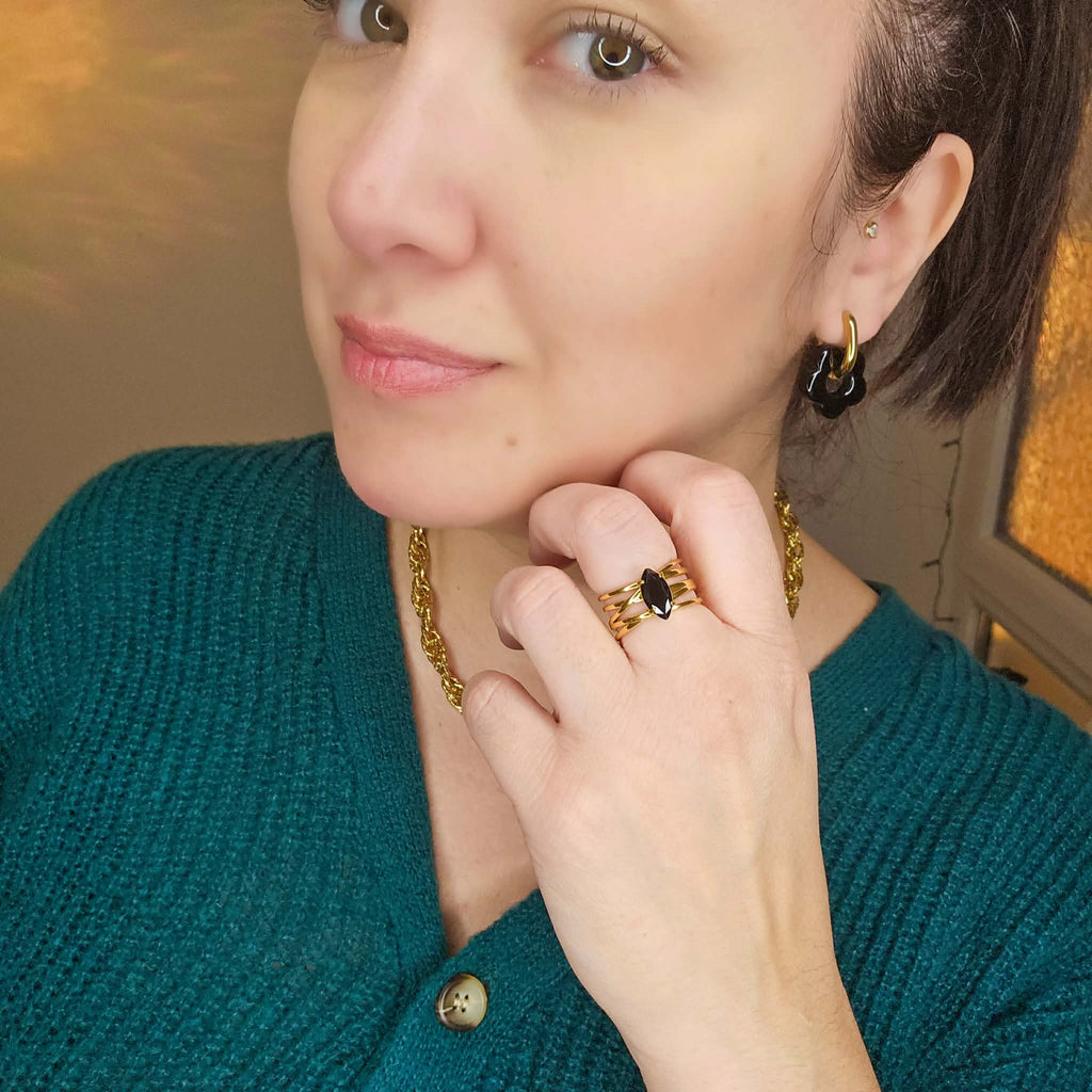 Bague Marquise noire