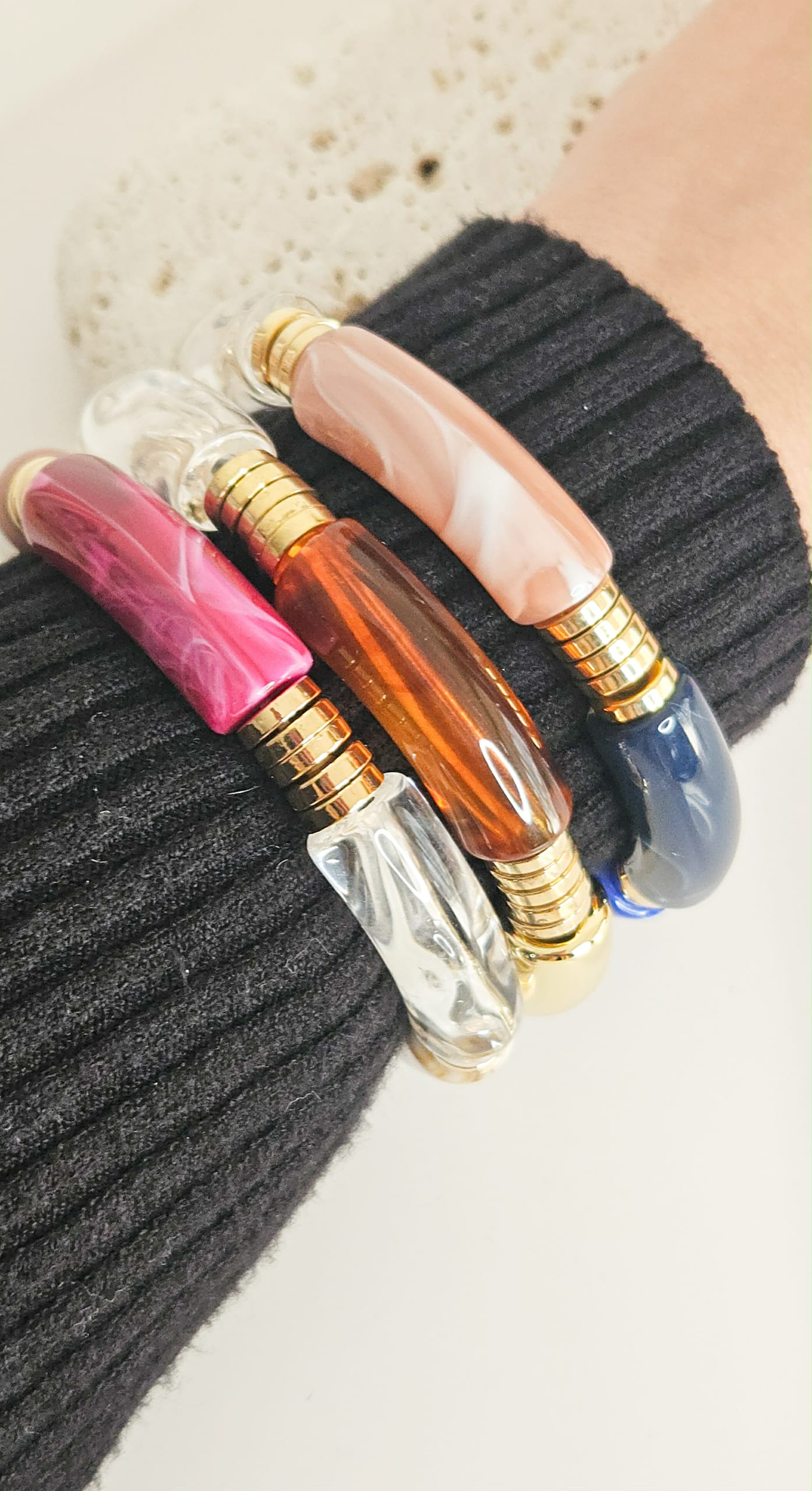 Bracelet Romy rose élastique