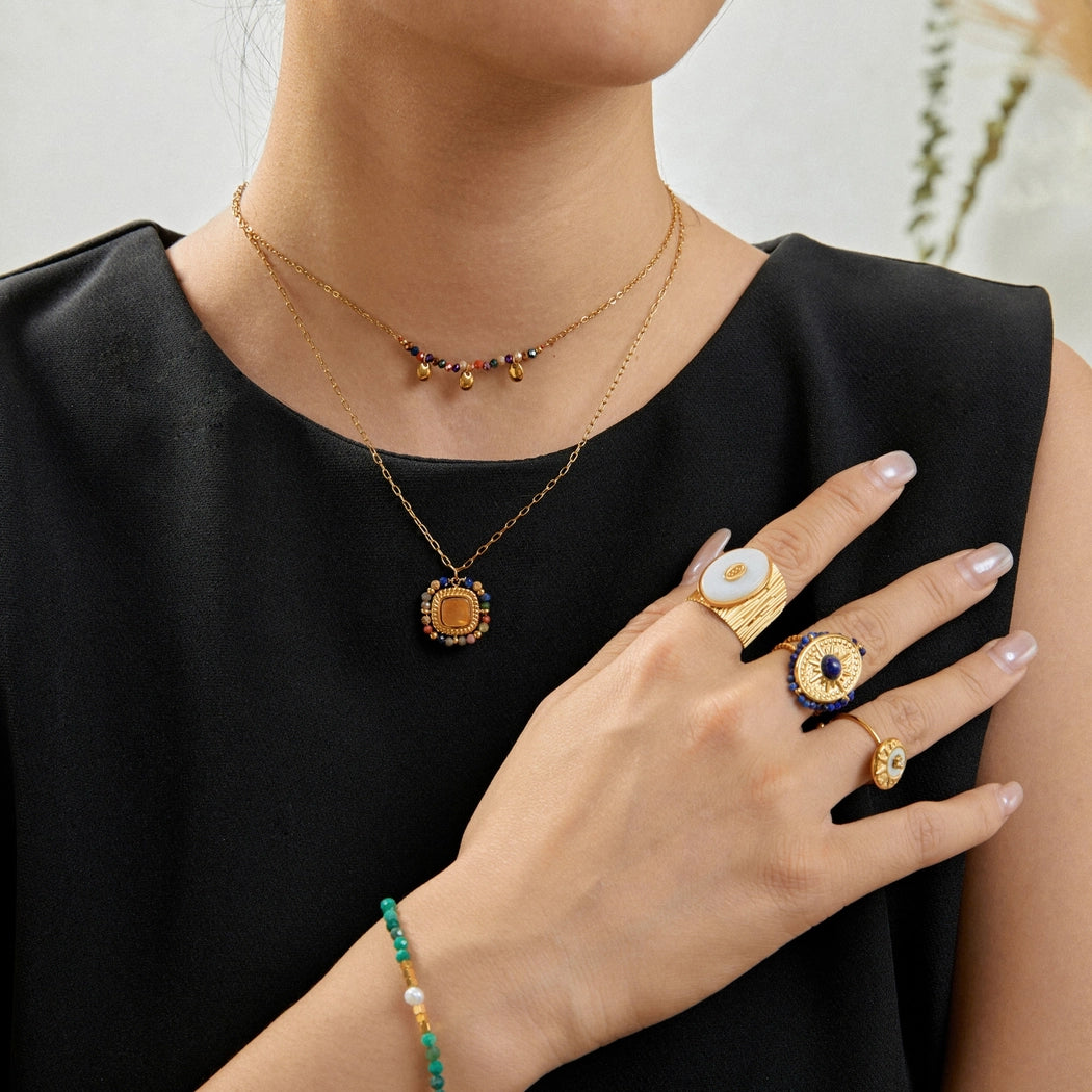 Collier multi rangs Britney multicolore