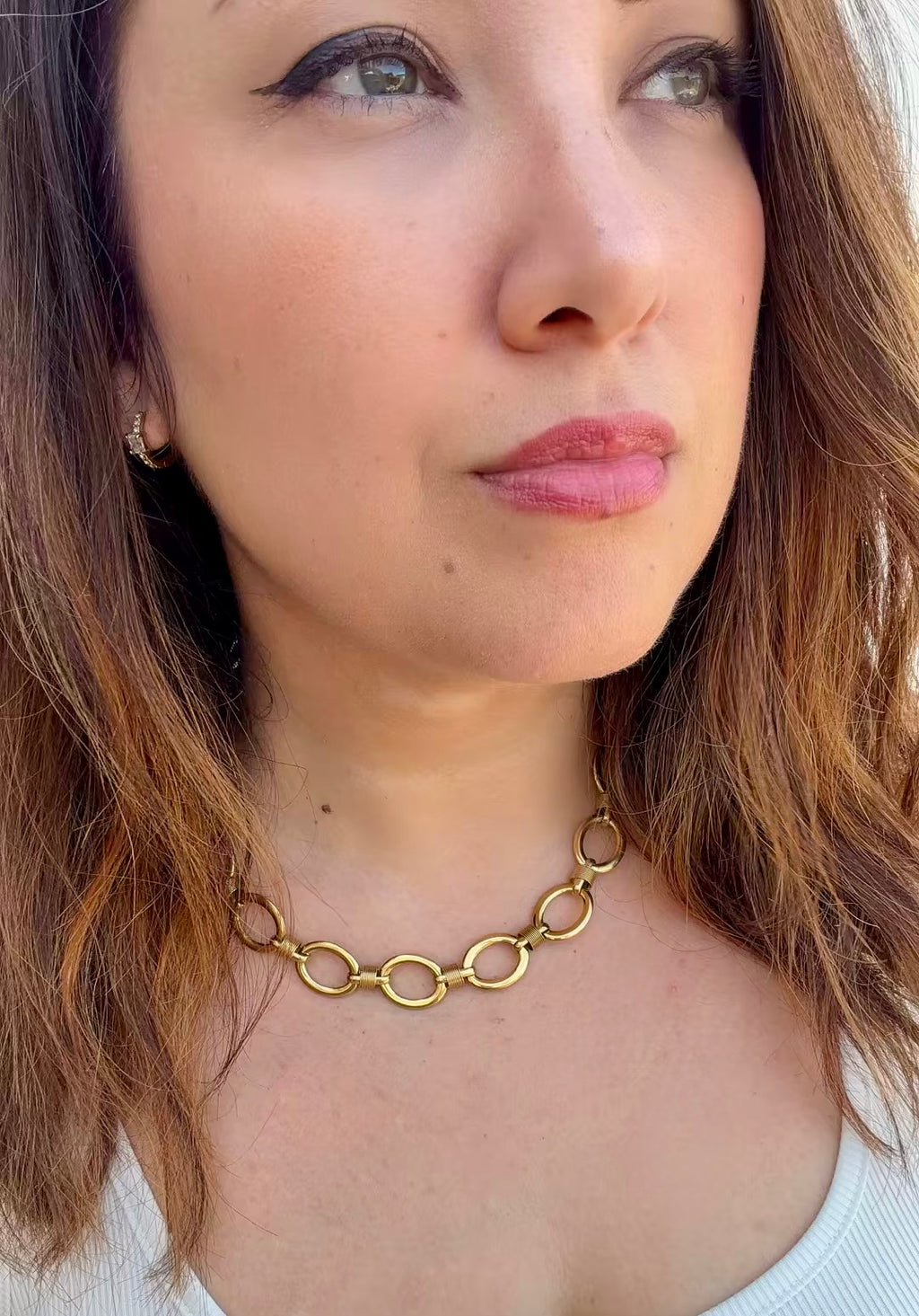 Collier doré acier inoxydable et maillons ovales Eden