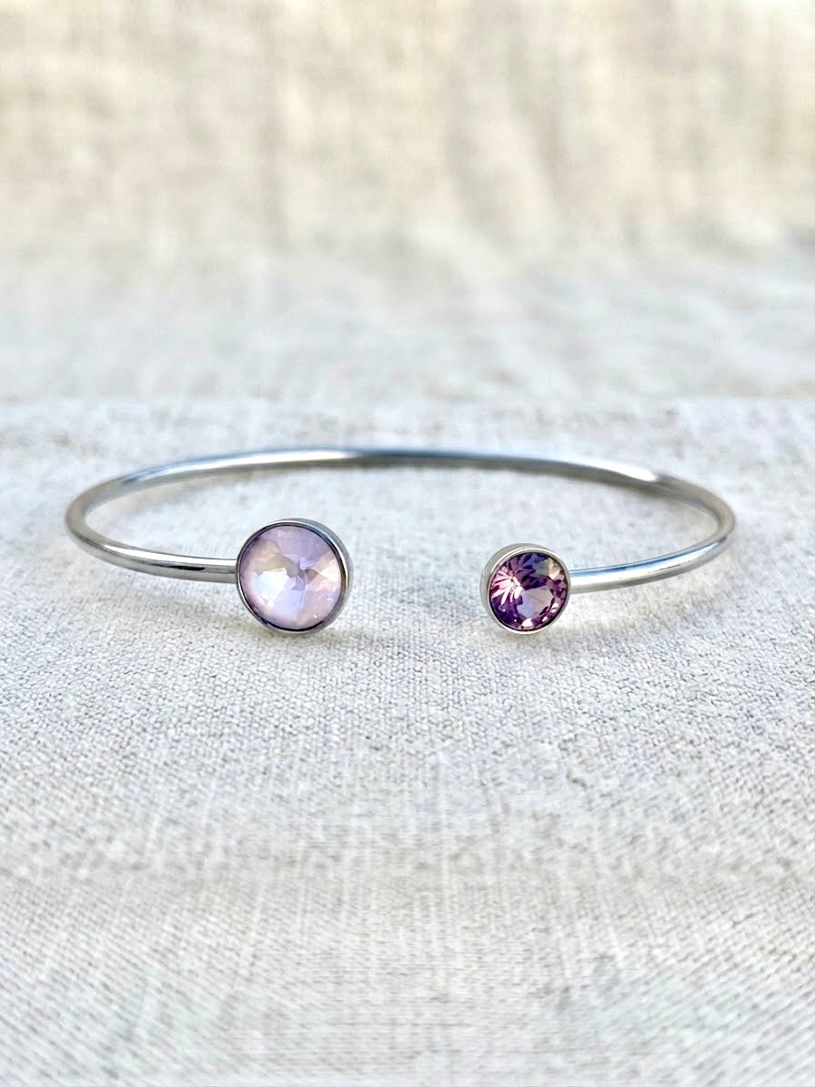Bracelet jonc argenté Bettyna lavande cristaux Swarovski®