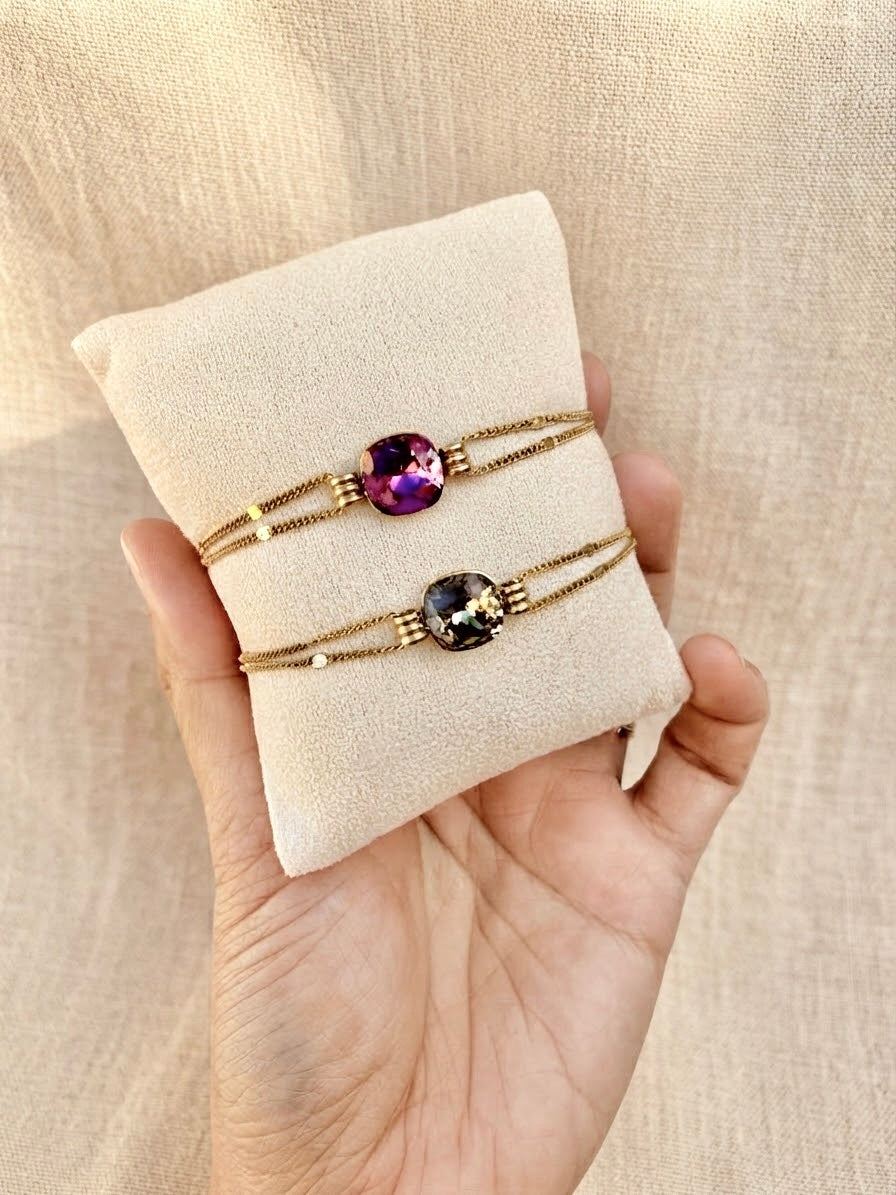 Bracelet doré Diamant black diamond cristaux Swarovski®