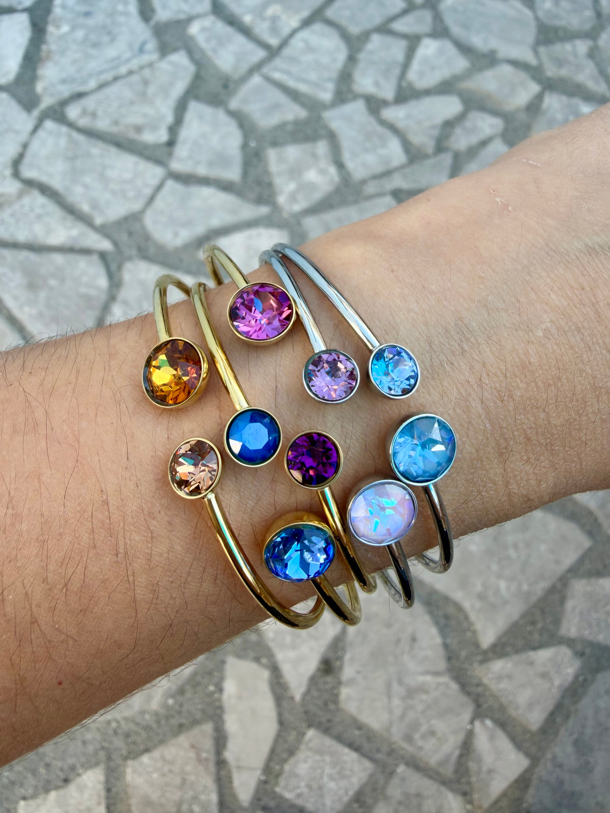Bracelet jonc argenté Bettyna lavande cristaux Swarovski®