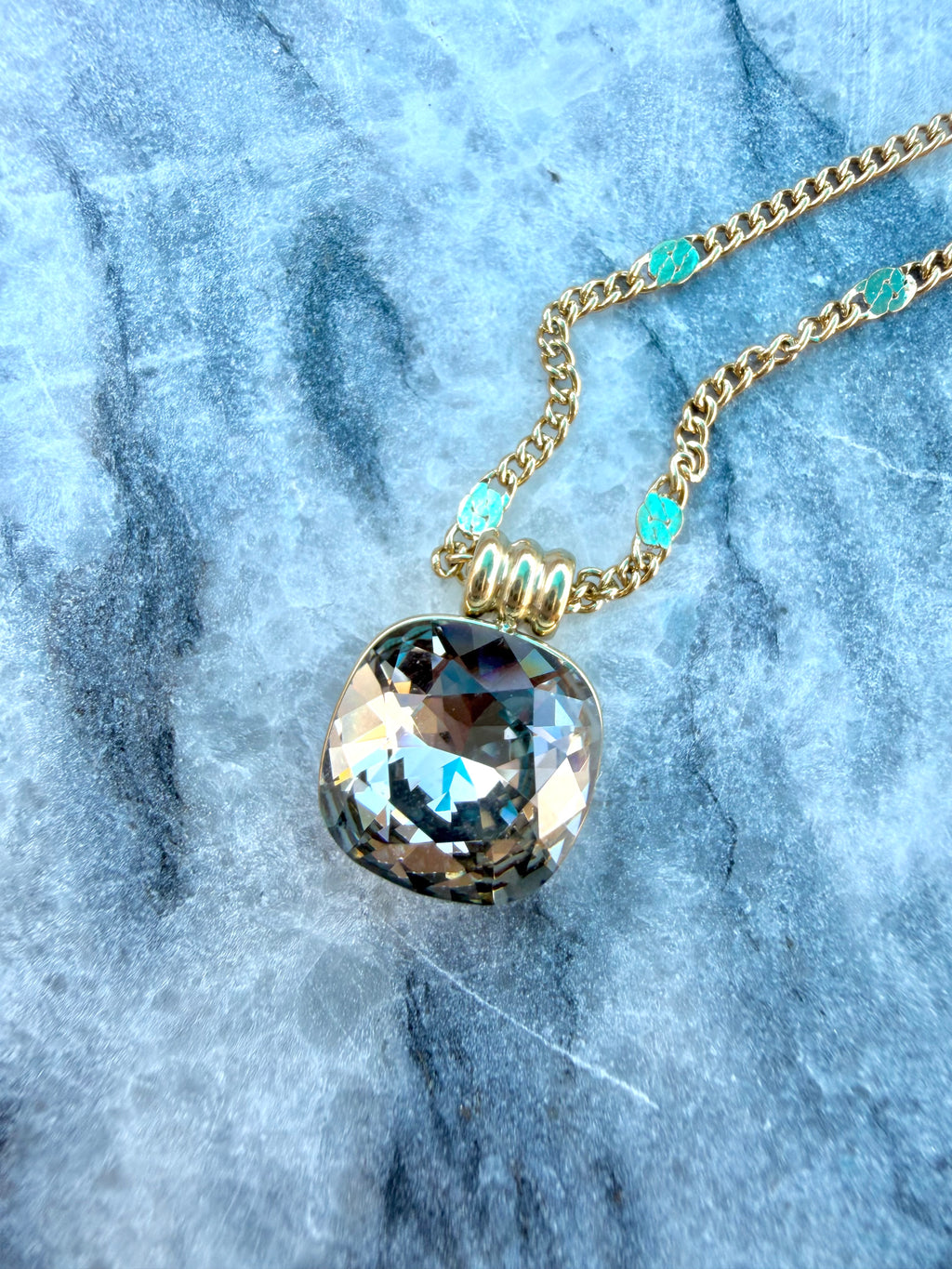 Collier doré Diamant black diamond cristaux Swarovski®
