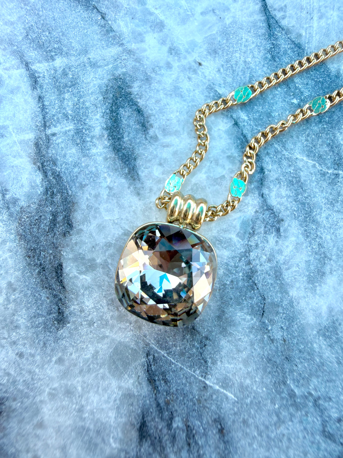 Collier doré Diamant black diamond cristaux Swarovski®