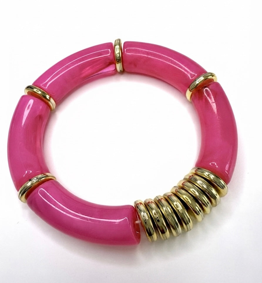 Bracelet élastique Romy rose fuchsia