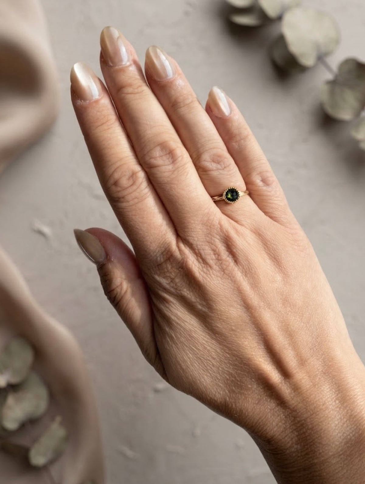 Bague dorée Armance kaki cristaux Swarovski®