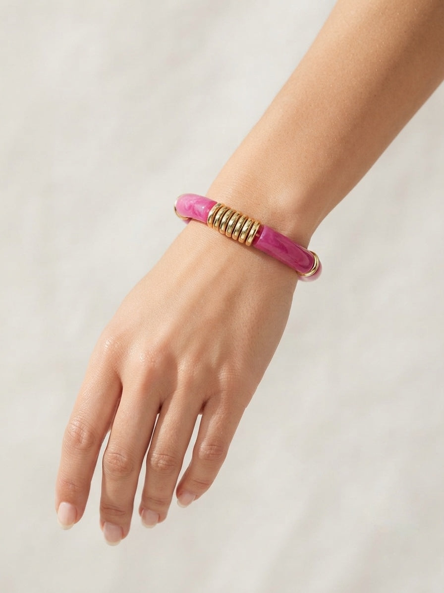Bracelet élastique Romy rose fuchsia