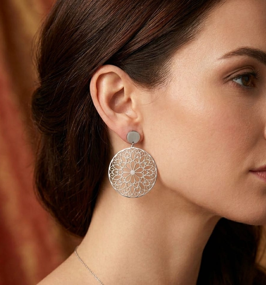 Boucles d’oreilles ROSACE argentées