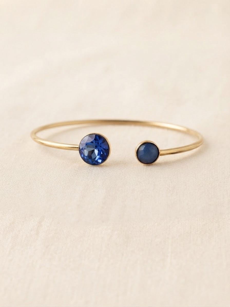 Bracelet jonc doré Bettyna royal blue saphir cristaux Swarovski®