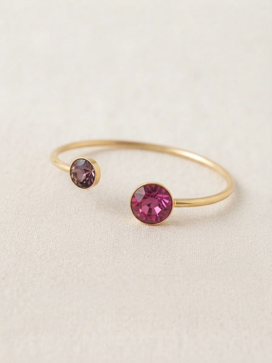Bracelet jonc doré Bettyna améthyste cristaux Swarovski®