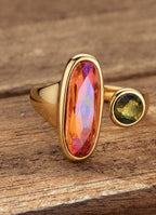 Bague dorée Armance kaki cristaux Swarovski®