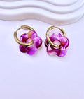 Boucles d'oreilles Marcelline roses fuchsia et orange avec pampille fleur