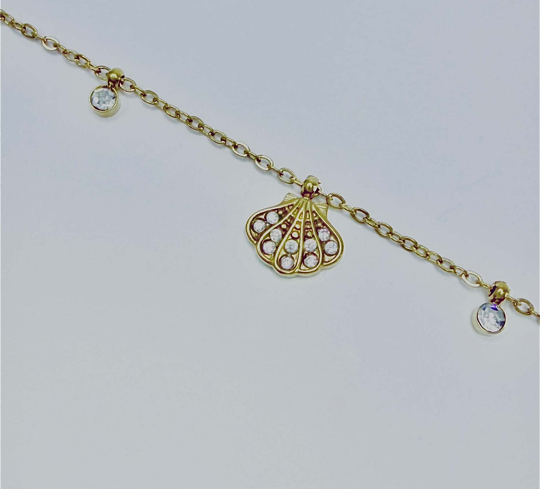 Chaîne de cheville Naya coquillages et strass